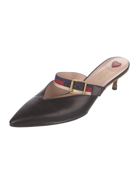 gucci web accent leather mules